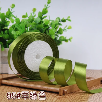 95 Army green 6/10/15/20/25/40 мм атласная лента корсажная лента для свадьбы для рождественской вечеринки украшения ручной работы с бантом ленты для поделок карточная игра подарки Обёрточная бумага расходные материалы - Цвет: 95 Army green