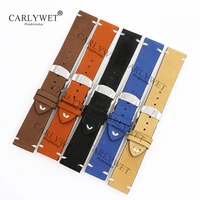 carlywet 20 22 24mm leather brown black khaki vintage replacement wrist watch band strap for rolex omega tudor citizen samsung