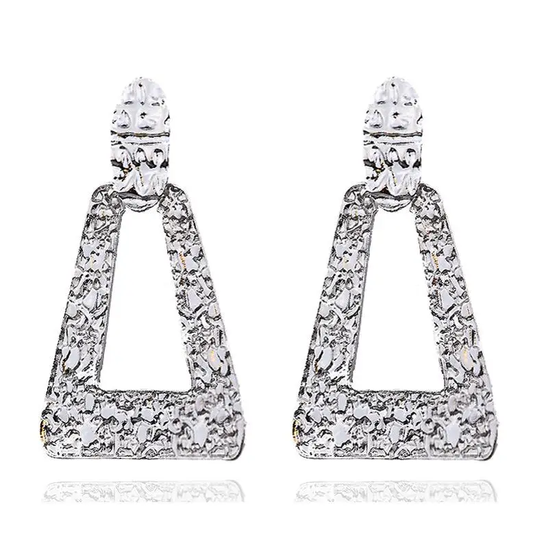 4 silver color Большие серьги, Преувеличенные матовые серьги-гвоздики для женщин, металлические серьги, золото, серебро, цвет черный, желтый, красный, серьги, креативное ювелирное изделие - Окраска металла: 4 silver color