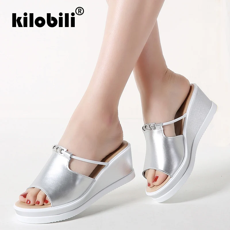 Kilobili/2019 г. женские Вьетнамки Босоножки на платформе босоножки высоком каблуке с