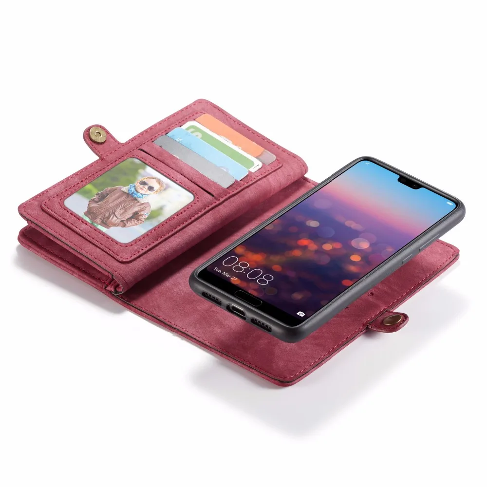 Магнитный чехол кошелек CaseMe для Huawei Mate 20 P20 P30 Pro откидной съемный из коровьей кожи