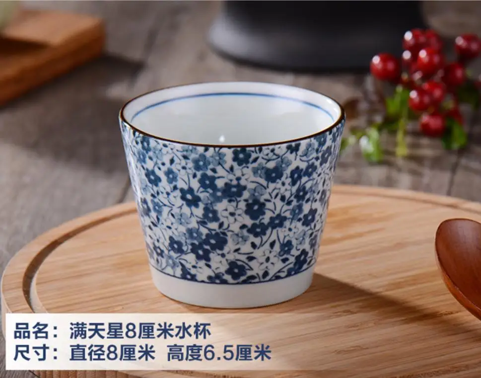 Cup 1 шт. керамическая тарелка/чаша японский стиль синие цветы посуда высокого качества Сделано в Японии - Цвет: Cup