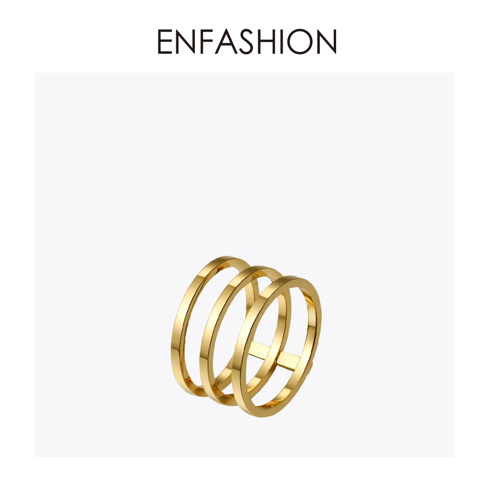 Enfashion, 3 ряда, многослойные кольца, розовое золото, цвет, миди кольцо, нержавеющая сталь, кольцо на кончик пальца, кольца для женщин, ювелирные изделия, bigues Anillos