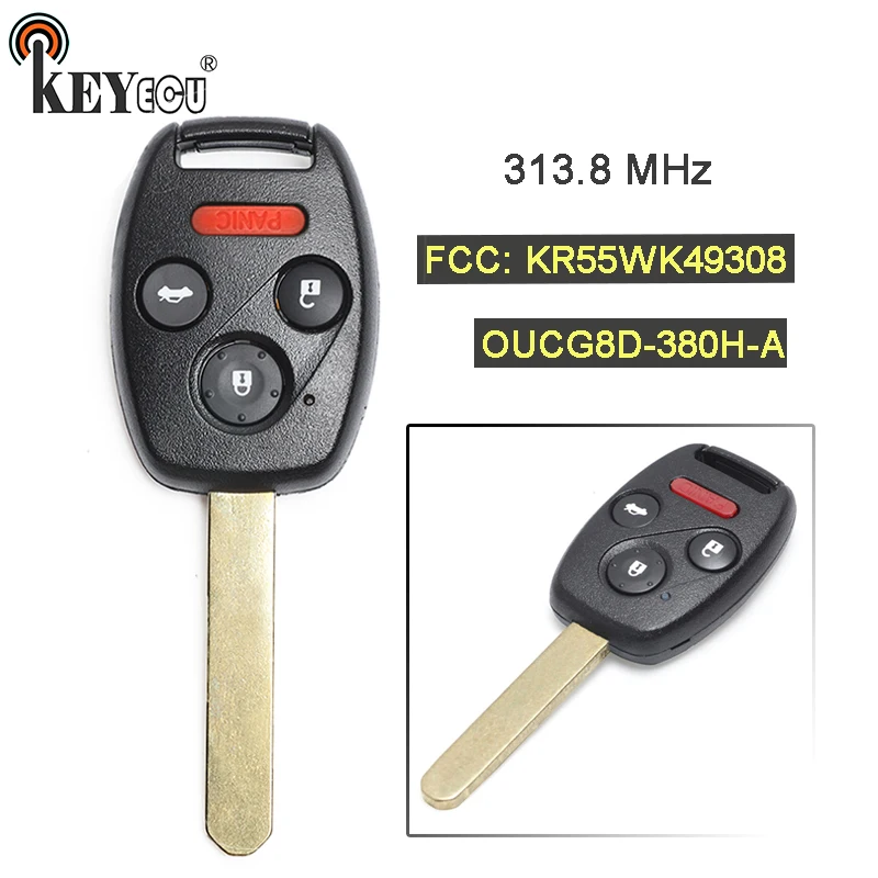 KEYECU 313 8 МГц FCC: KR55WK49308 / OUCG8D 380H A замена 3 + 1 4 кнопочный пульт дистанционного