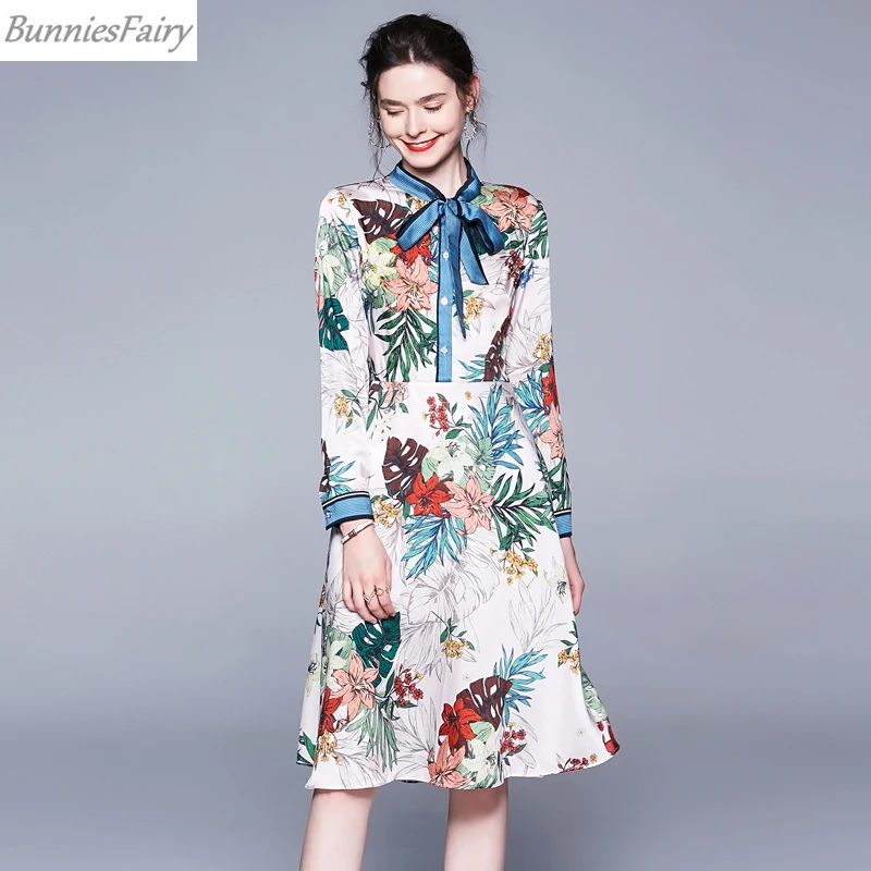 BunniesFairy 2019 Лето Осень женское французское элегантное винтажное Ретро Цветочное