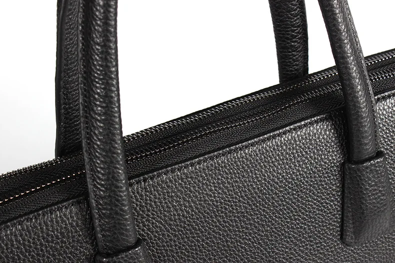 

Genuine leather casual square business laptop zip office bag