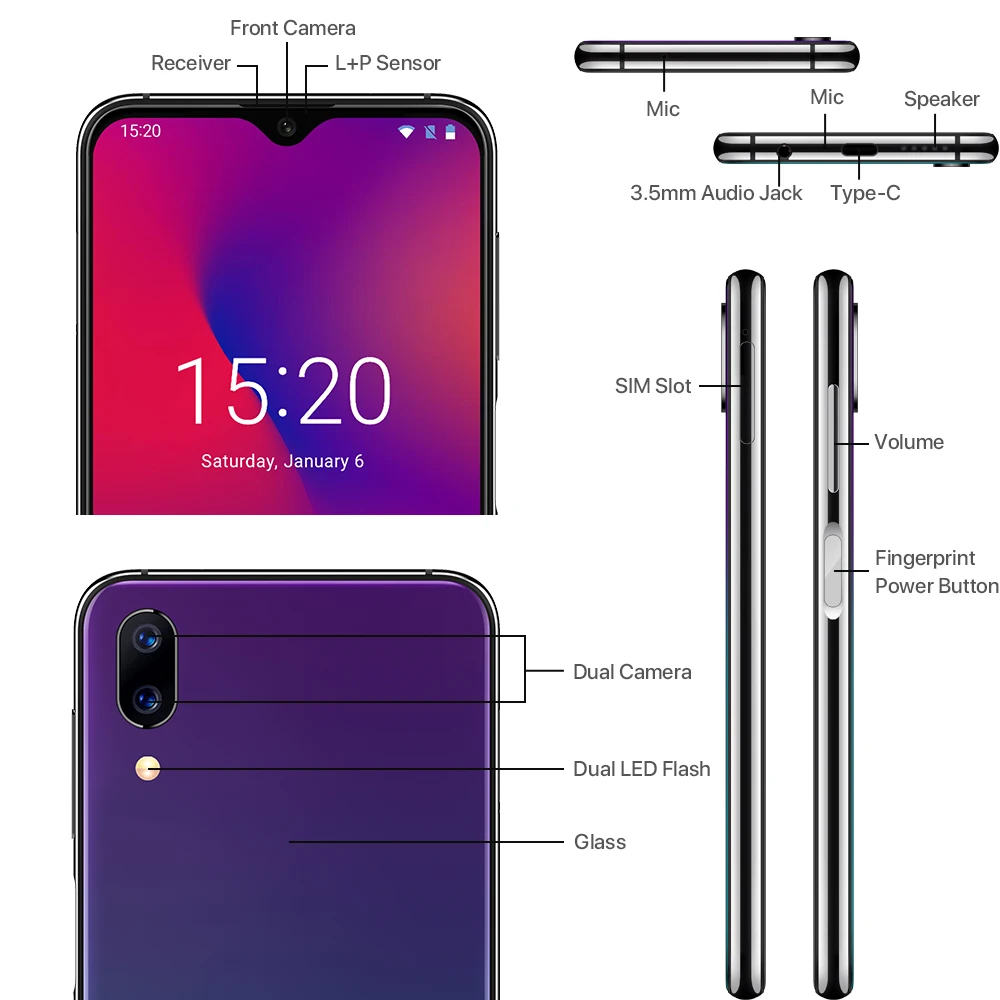 UMIDIGI One Max 4 Гб 128 ГБ 6 3 дюйма полноэкранный 4150 мА/ч двойная камера смартфон NFC