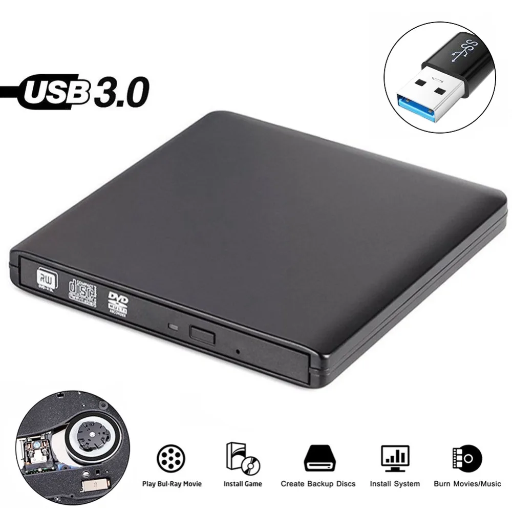 

USB 3.0 External CD/DVD ROM Player Optical Drive DVD RW Burner Reader Writer Recorder for Laptops PC Windows 7/8/10 Mac OS