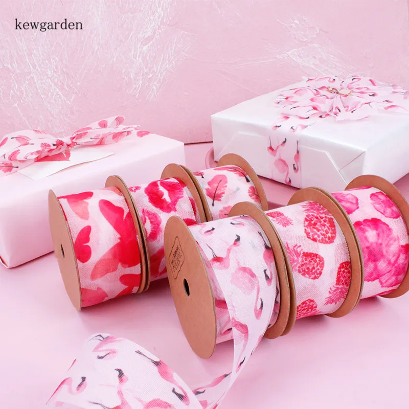 Kewgarden DIY брошь бант аксессуары 1 5 &quot38 мм Печатная шифоновая вуаль атласные ленты