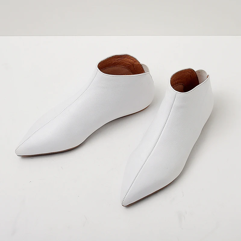 Women's Genuine Leather Elastic Slip-on Ballet Flats Mules Brand Designer Pointed Toe Leisure Soft Comfortable Ballerinas Shoes