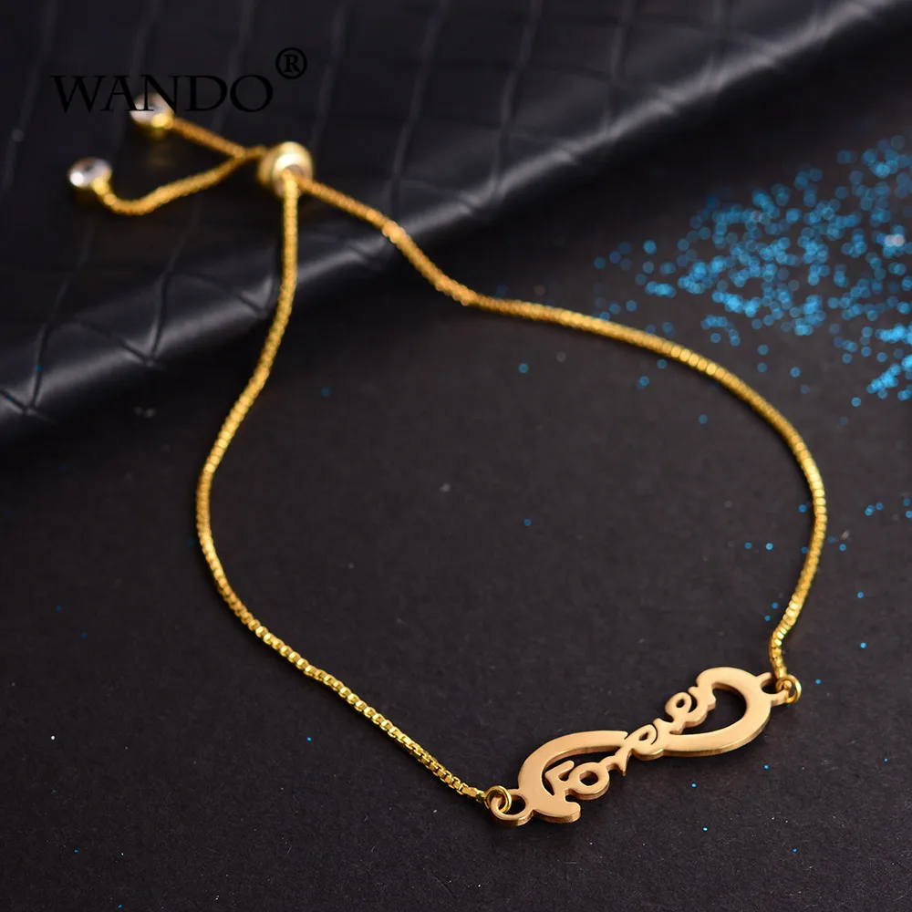 Женские верующие браслеты WANDO из нержавеющей стали золотого цвета с подвесками