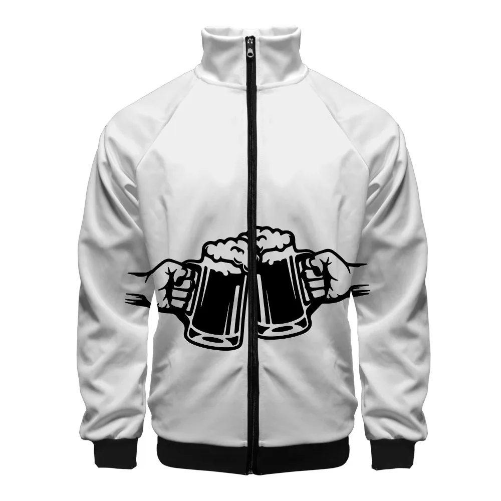 

Beer 3D Printed Stand Collar Zipper Jacket Women/Men Fashion Long Sleeve Jacket 2019 Hot Sale Casual Trendy Streetwear Clothes