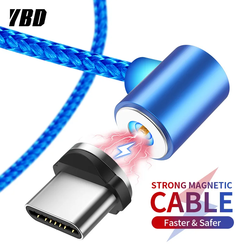 YBD 1 м Магнитный usb кабель для зарядки samsung Xiao mi Red mi Note 7 mi 9 mi cro USB C кабель USB провод для iPhone huawei Honor