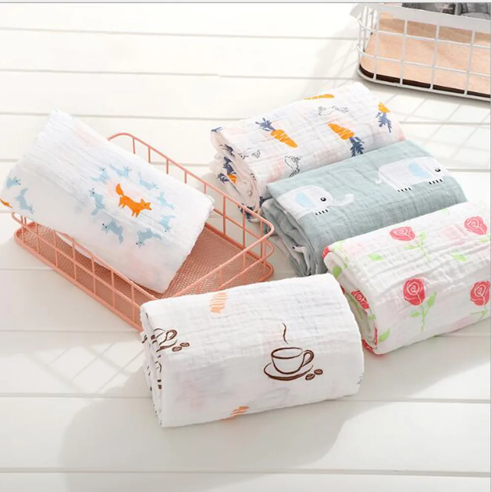 HALSY 1Pc 100%Premium Cotton Muslin Baby Swaddles Soft Newborn Blankets Bath Gauze Infant Wrap Sleepsack Stroller Cover Play Mat | Мать и