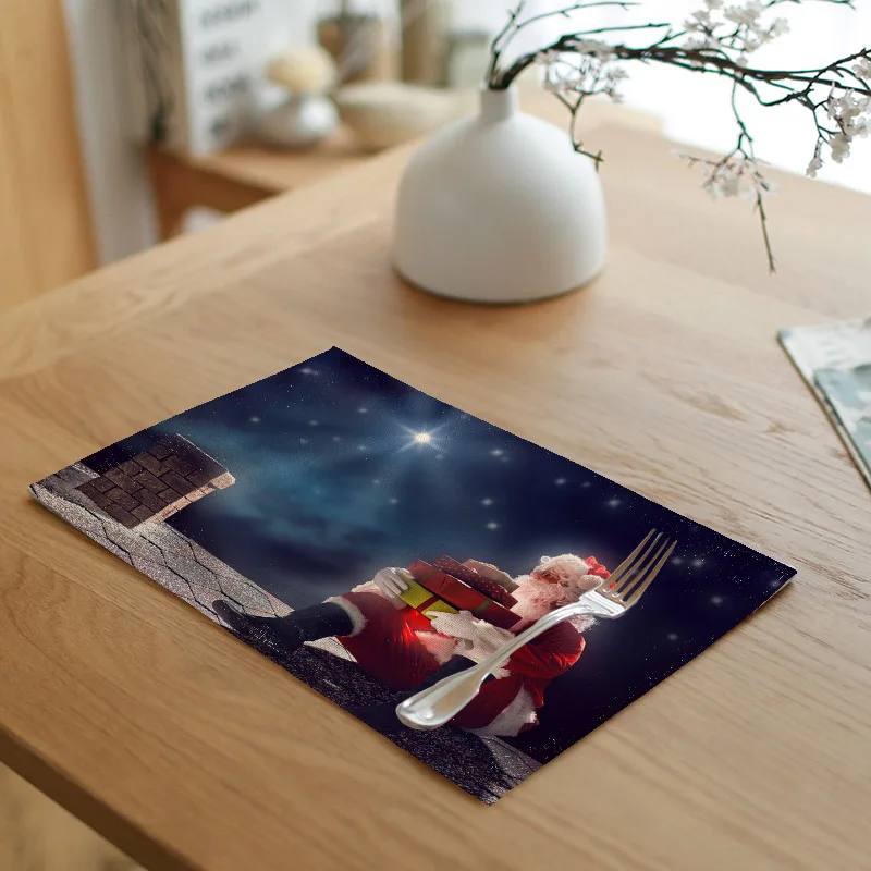 Теплый рождественский узор настольный флаг Собака личность Санта Клаус