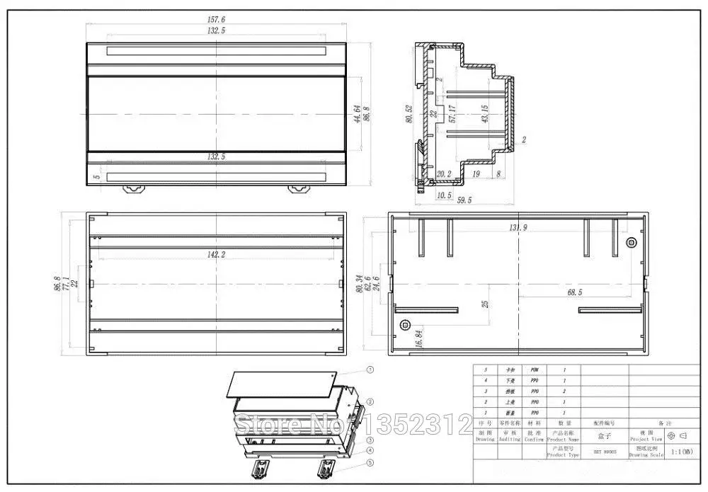 158*87*60mm 3 pcs/lot controller din rail enclosure abs box electronics Plc industrial boxes control IP54 waterproof case | Инструменты