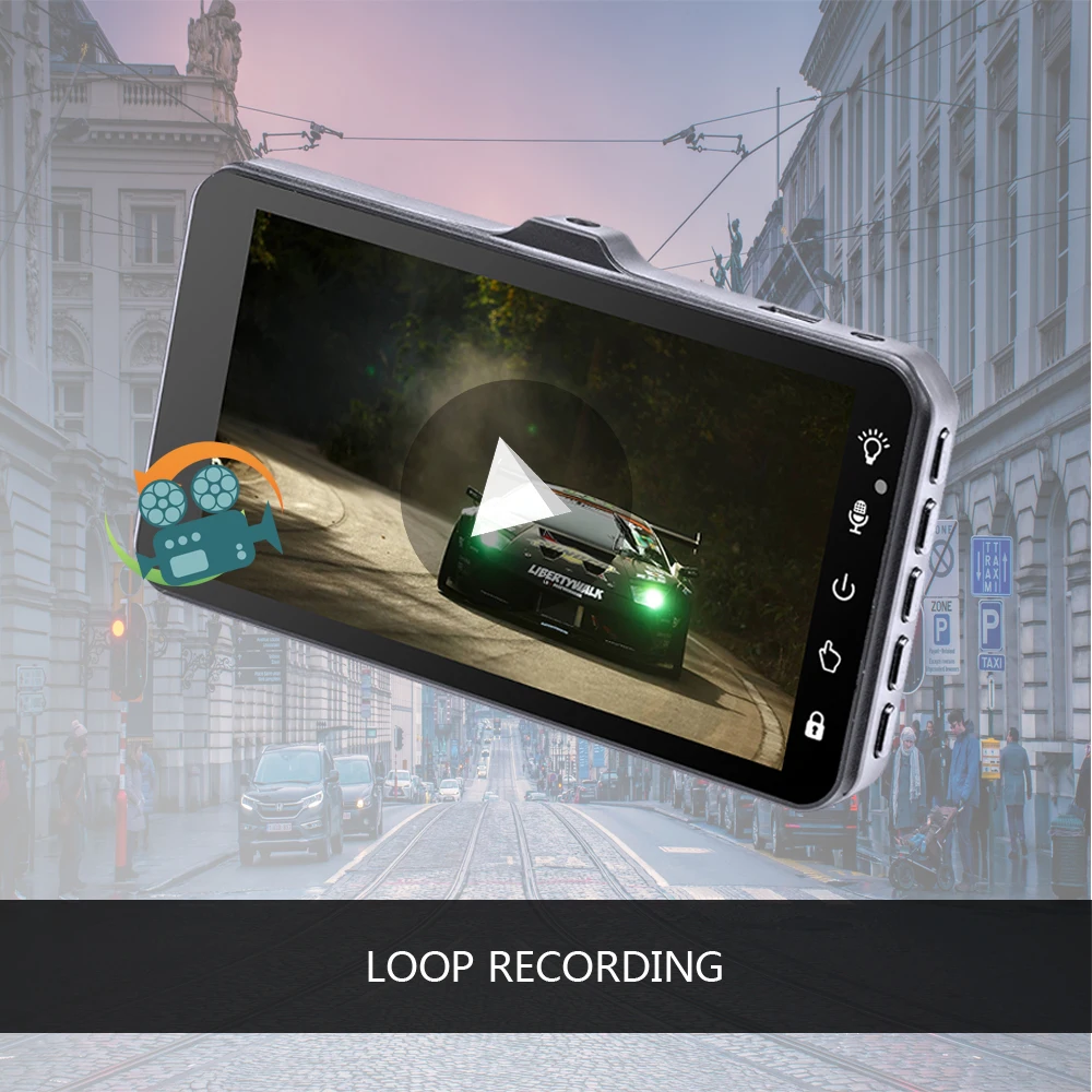 Podofo Сенсорный экран Dash Cam Новинка Двойной объектив Видеорегистраторы для