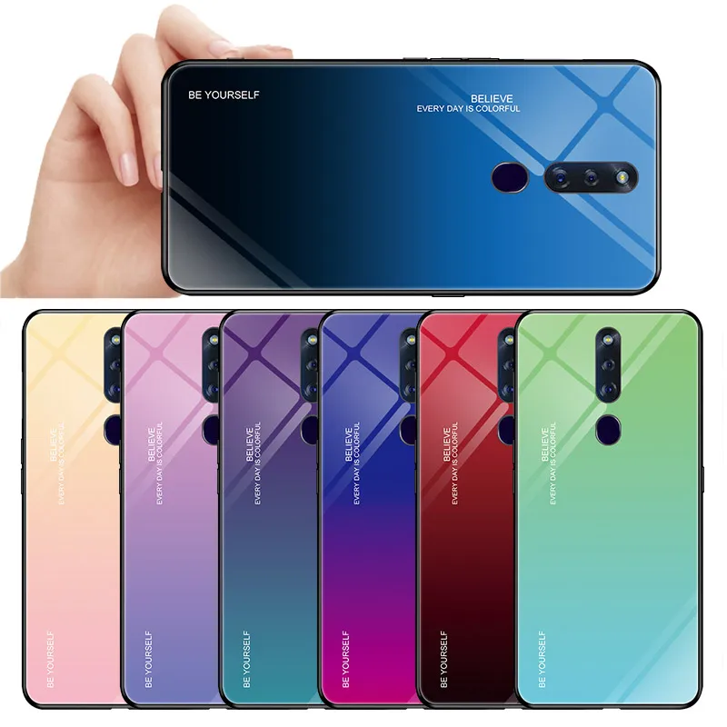 Чехол из закаленного стекла для телефона с градиентом OPPO Reno 10x zoom Z A1K Realme X K3 3 Lite R17