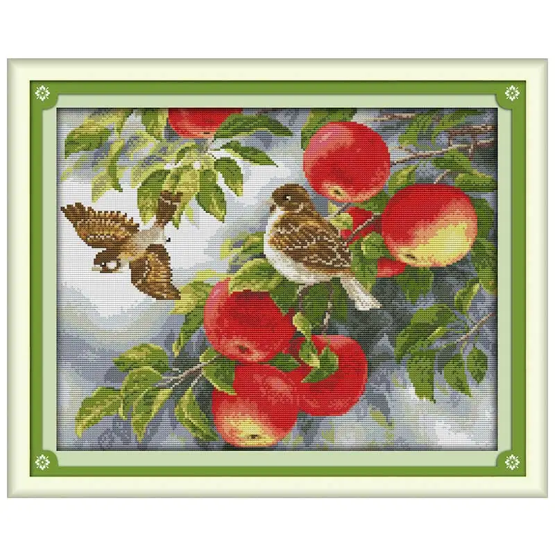 

ONEROOM Birds and apples counted Cross Stitch 11CT 14CT Cross Stitch Set DIY animals Cross-stitch Kit Embroidery Needlework
