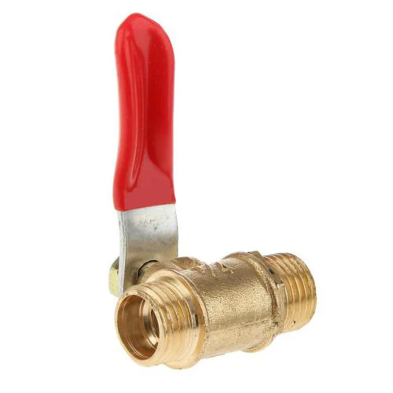 

1pc New 1/4inch Male to Male Pipe Brass Ball Valve with Red Lever Handle High Quality Brass Valves For Pipe Tools