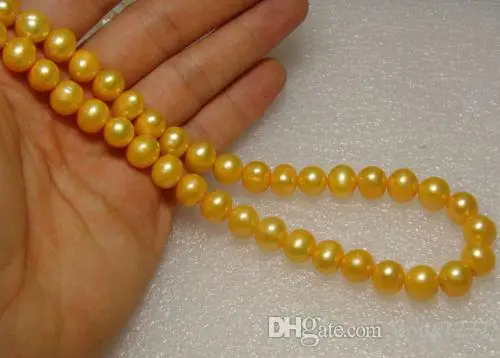 

charming 8-9mm natural south seas gold pearl necklace 17.5inch>>> free shipping