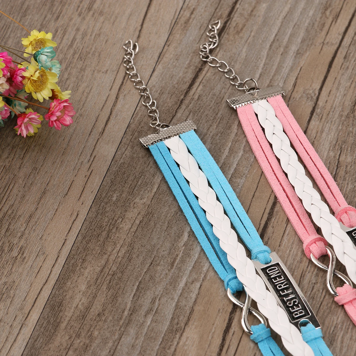 2 шт. Регулируемый best друг дружба PU браслет Wirstband (розовый + синий)|pu bracelet|bracelet
