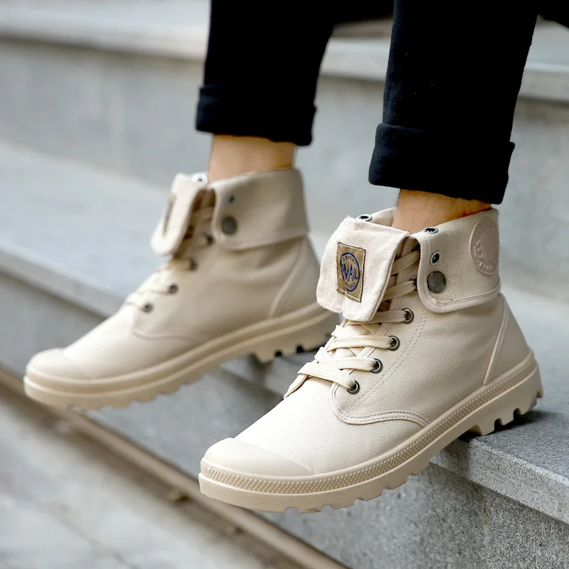 

High Top Quality Canvas Men Boots Lace Up Male Tactical Shoes Ankle Botas Cowboy Motorcycle Boots Men Military Desert