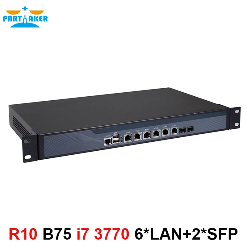 Partaker R10 Core i7 3770 pfSense hardware firewall 1U rack network server with 6*Intel 1000M LAN 2* SFP