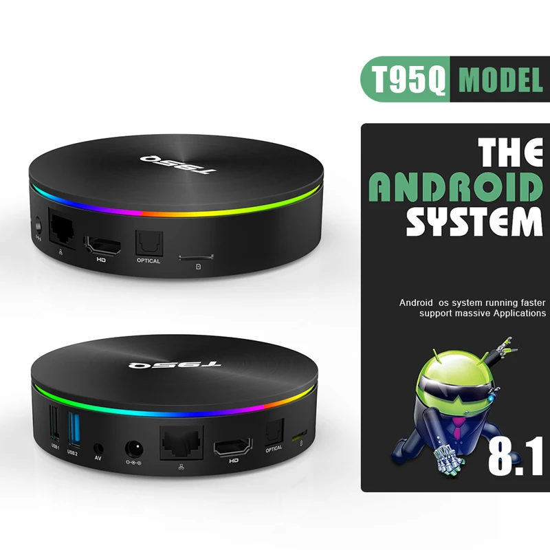 Новинка ТВ-бокса T95Q на Android 8.1 Amlogic S905X2 с четырехъядерным процессором 4 ГБ 32 ГБ 64 ГБ 4K H.265 2,4 ГГц / 5 ГГц Wi-Fi и BT 3860 * 2120.