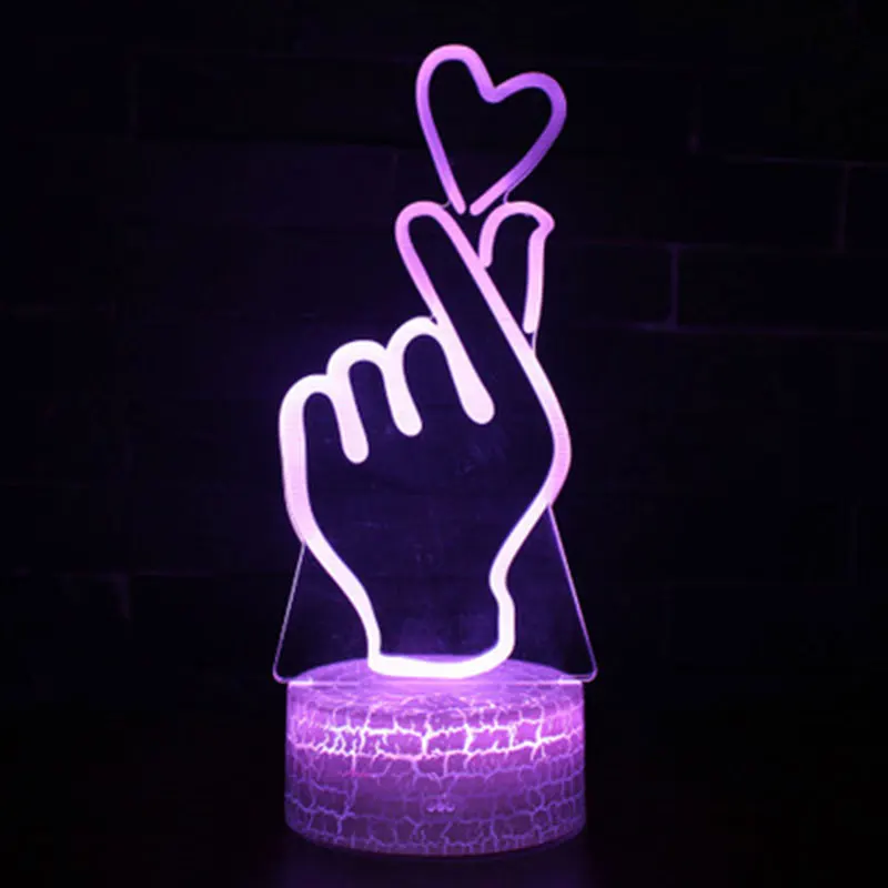 3D лампа в форме сердца с эффектом разминания рук светодиодный ночсветильник 7