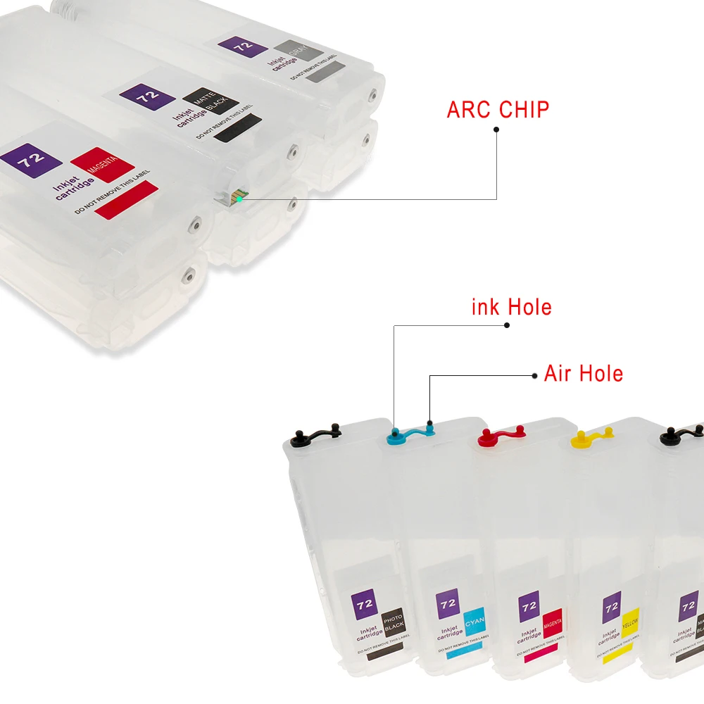 Colorsun 280 мл перезаправляемый картридж совместимый для hp 72 для hp T795 T610 t620 T1120 T1200 T1300 T2300 T770 T790 C9403A