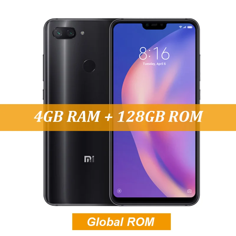 Black Глобальная ПЗУ Xiaomi mi 8 Lite 4 Гб 128 ГБ Snapdragon 660 AIE Восьмиядерный 6,26 дюймов 1080P смартфон mi UI IR Face ID двойная камера 24MP - Цвет: Black