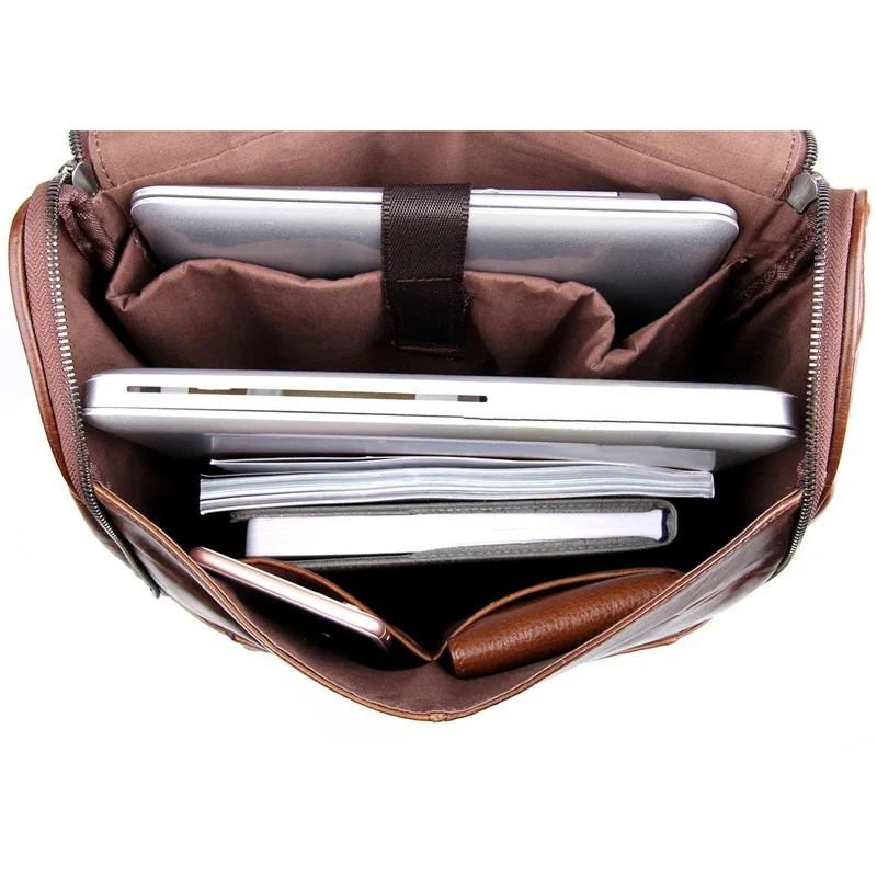 

Nesitu Vintage Unisex Coffee Real Skin Genuine Leather Women Men Backpack Men Travel Bags 14'' Laptop Bag #M7344