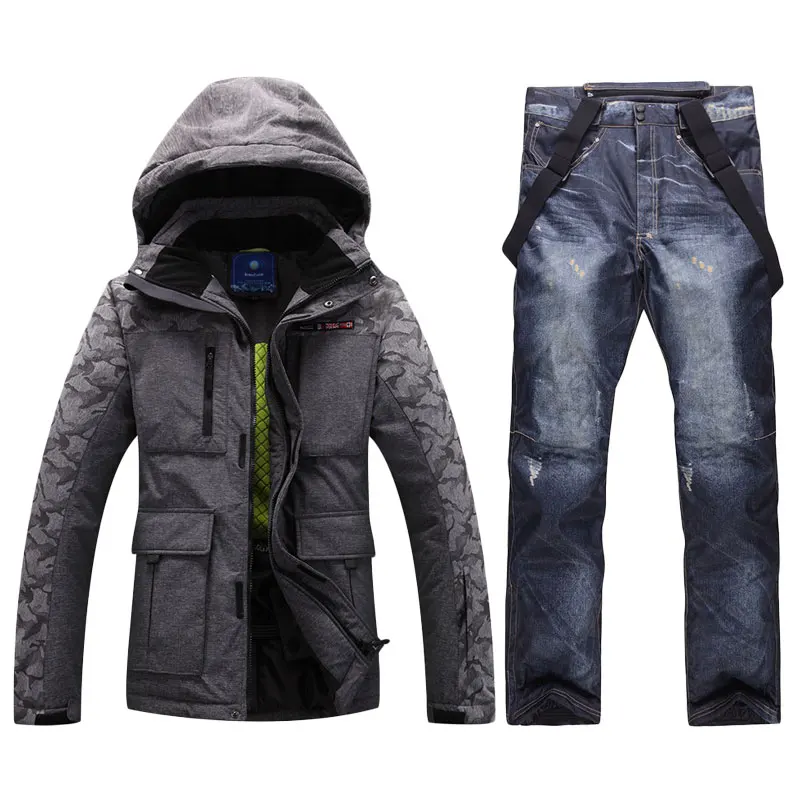 Бесплатная доставка лыжный костюм мужская куртка + штаны мужской для улицы