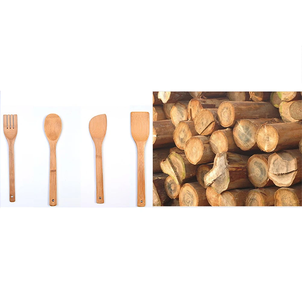 4 шт. длинная ручка бамбуковая шпатель деревянный кухонный инструмент