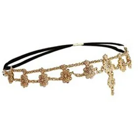 2018 Pearl Tassel Flower Stretch Headband Hair Band Wedding Accessories Crystal Bridal Head Chain Jewelry | Украшения и