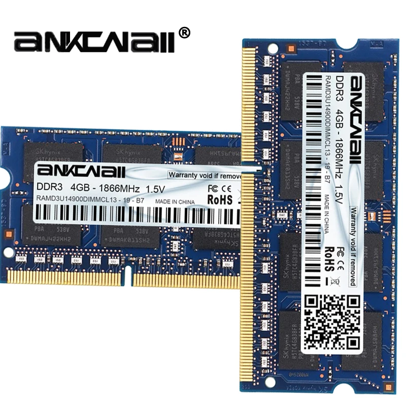 Оперативная Память DDR3L 4 ГБ/8 ГБ 1866 МГц PC3L 14900S DIMM для ноутбука ПК 204 контактов Intel 1 35