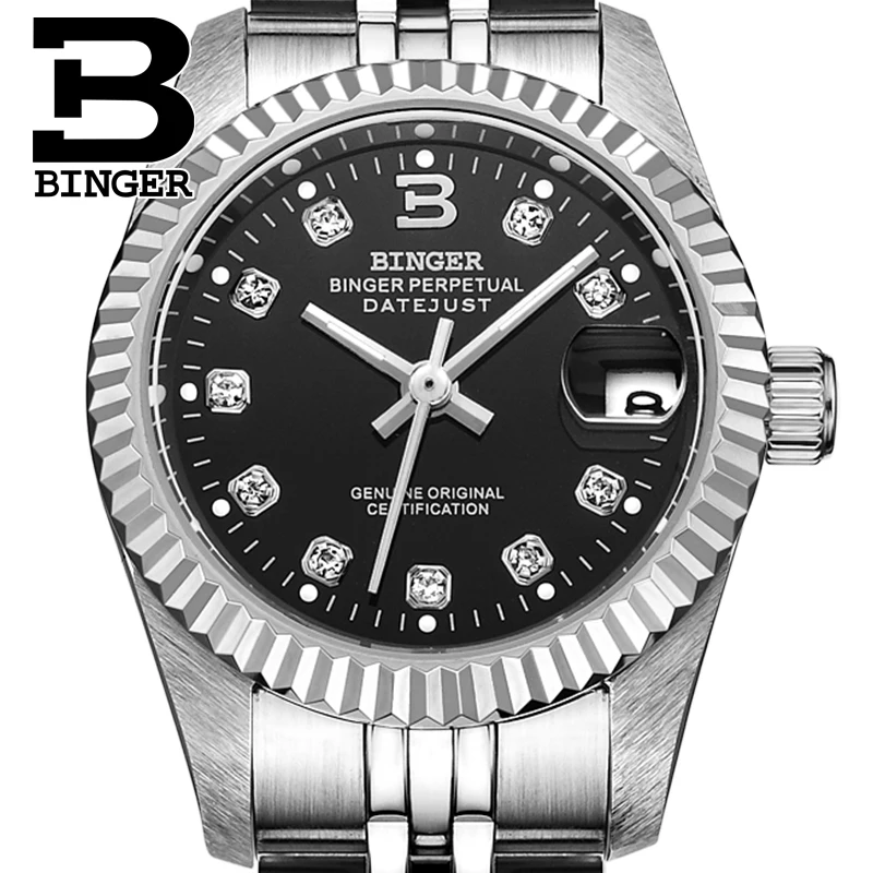 Женские автоматические механические часы BINGER фирменные с сапфировым покрытием