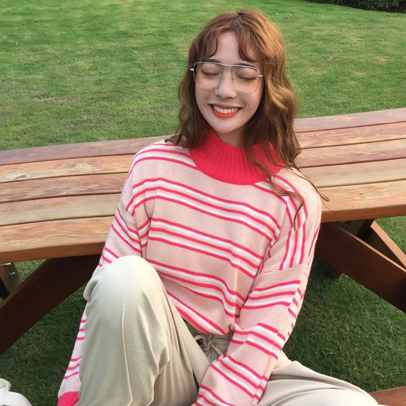 Женский винтажный свитер в Корейском стиле Harajukuwild свободный японском Ulzzang Kawaii