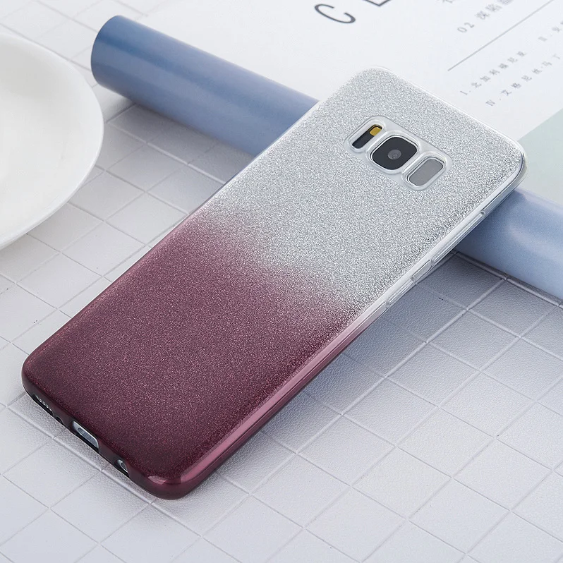 Coffee Тонкий чехол с блестящим градиентом для samsung Galaxy S8 S9 плюс S6 S7 край A3 A5 A7 J3 J5 J7 A8 Мягкая обложка для телефона из силикона и ТПУ - Цвет: Coffee