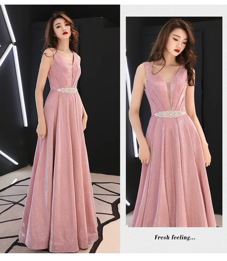 Vestido De Noiva A Line винтажные вечерние платья Длинные розовые без рукавов длиной до пола вечерние платья для выпускного вечера LYFY101