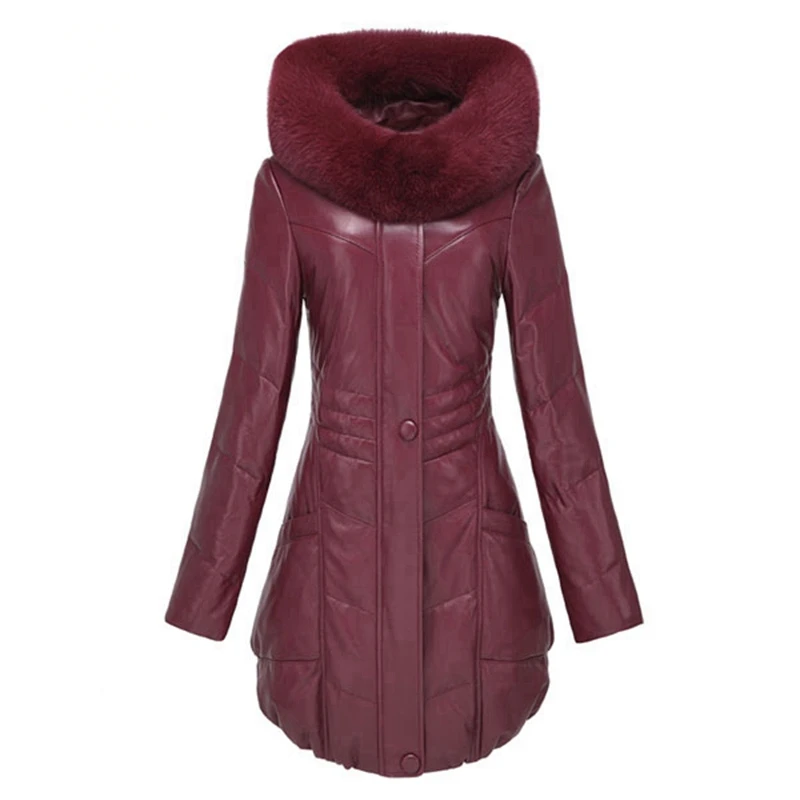 

Женские зимние Пуховые парки из натуральной овечьей кожи, пальто с капюшоном из лисьего меха, женская верхняя одежда VK1406