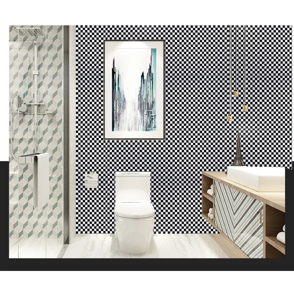 Самоклеющиеся черно белые обои в квадрат рулон восстановленная мебель наклейки