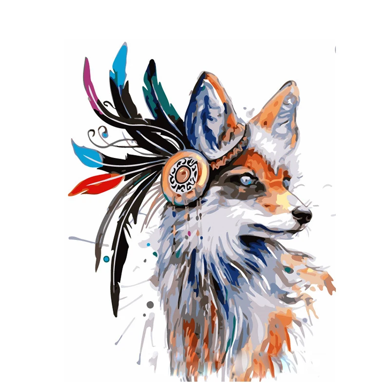 Wolf Animal DIY Digital Painting By Numbers Modern Wall Art Canvas Gift for children Home Decor 40x50cm | Дом и сад