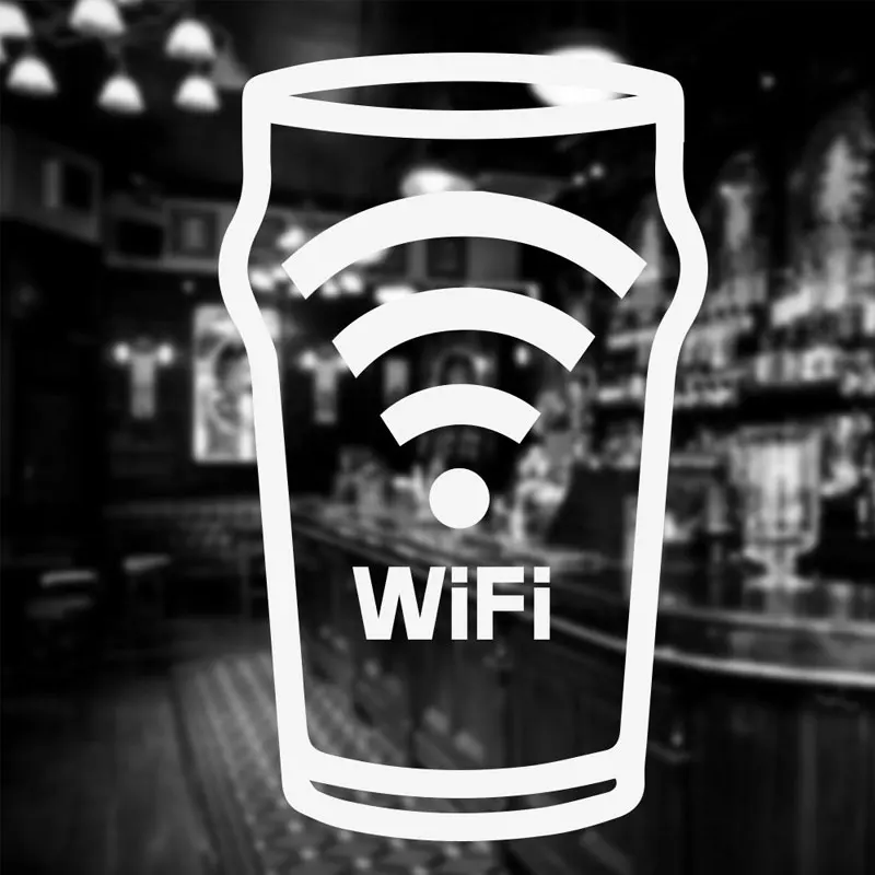 Бесплатный стикер для паба Wifi знак настенные наклейки виниловые интерьер бар