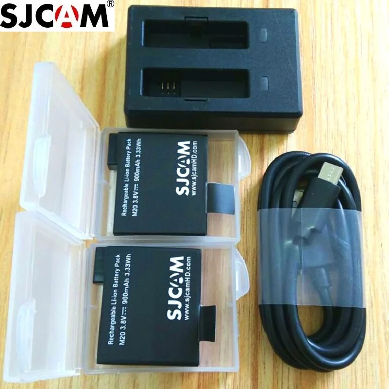 SJCAM M20 900 мАч запасной перезаряжаемый литий-ионный аккумулятор и зарядное устройство аксессуары для SJCAM M20 2K WiFi Спортивная камера DV - Цвет: charger and 2battery