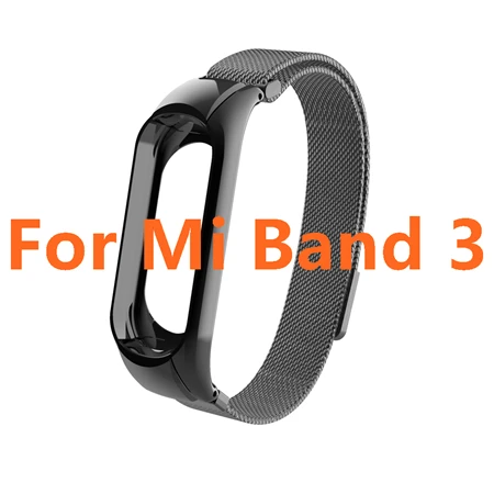 Black Магнитный металлический ремешок mi Band 3 для mi Band 3 mi lanese Loop, браслет из нержавеющей стали, ремешок для Xiaomi mi Band 4, сменный - Цвет: Black