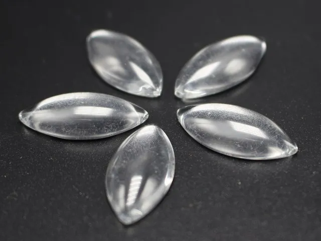 

25 Transparent Clear Horse Eye Dome Flatback Glass Cabochon 12X24mm