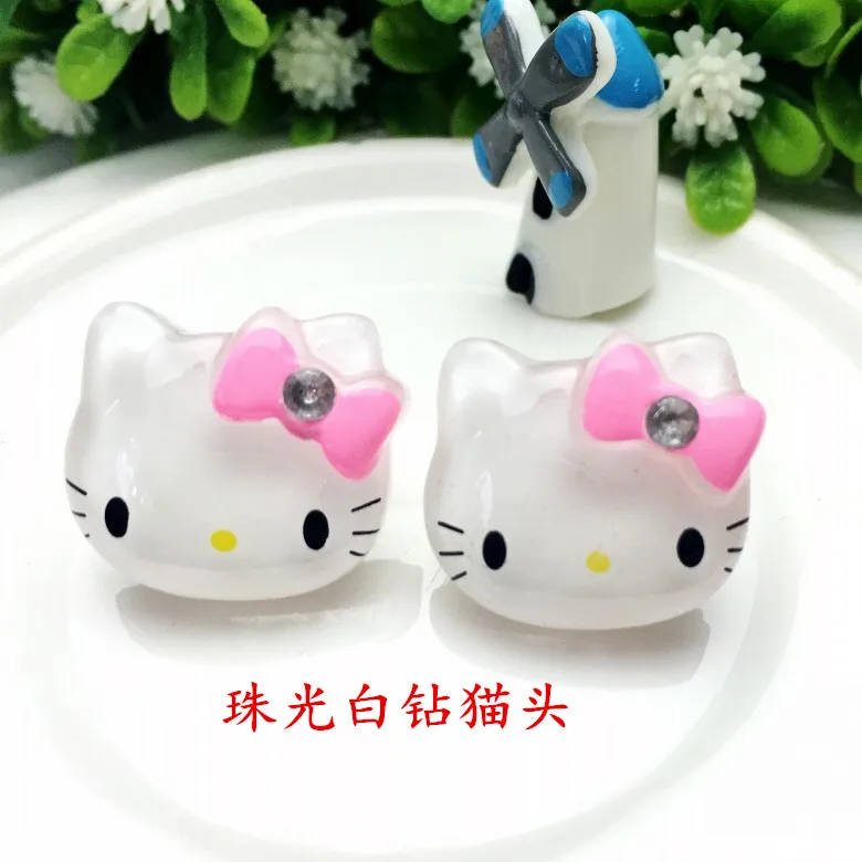 19*20 мм, 50 шт., милый резиновый блеск hello kitty, ярко-розовый/розовый бант, кабошон, плоская задняя часть для самостоятельного изготовления, бант для волос, центр скрапбукинга