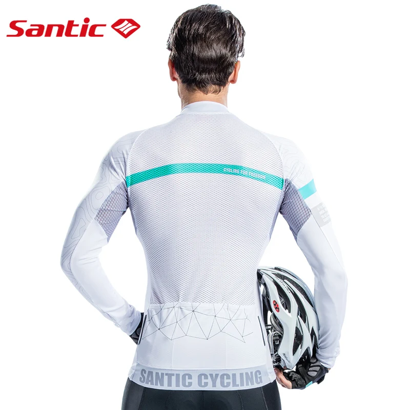Santic, новинка, мужские майки для велоспорта с длинным рукавом, Pro Fit, для шоссейного велосипеда, MTB, топ, Джерси, весна-лето, дышащие майки для велоспорта, азиатские